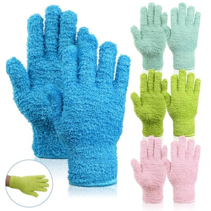 Microfiber Gloves for Plants,4Pairs Reusable Plant Gloves Dusting Washable Mittens Cleaning Glove Microfiber Dusters for House Furniture Blinds Kitchen Plants