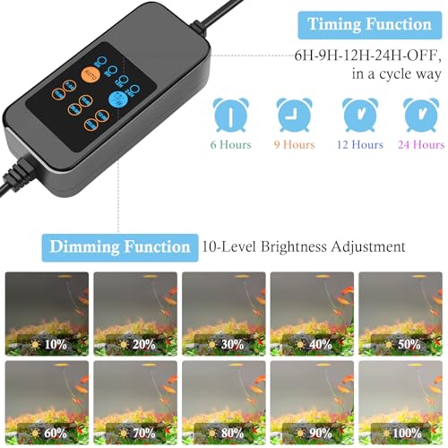 HITOP 16-24in Plant Growth Aquarium LED Light with Timer, Full Spectrum Auto 24/7 Lighting Cycle& 10-Level Brightness Adjustment, Fish Tank Light with Extendable Brackets - style: 16-24in