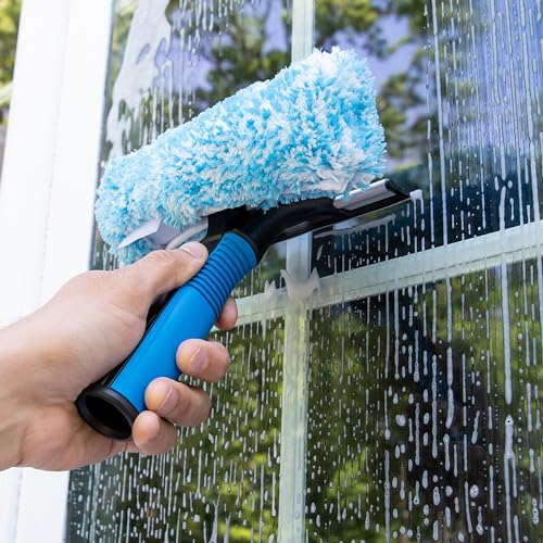 Unger Professional Connect and Clean 2-in-1 Squeegee and Scrubber, 6” Window Cleaning Tool, Commercial and Residential Use, Washer Cleaner Supplies to Remove Excess Water and Dry - size: 6-inch, style: 6" 2-in-1 Window Cleaner II