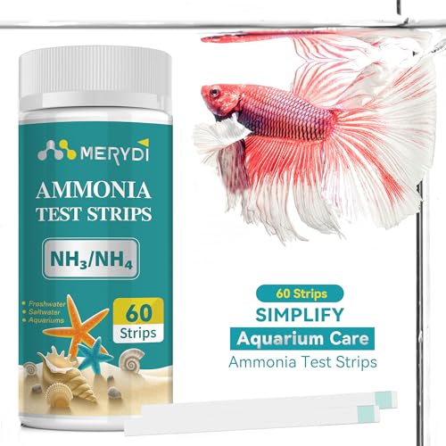 Ammonia Test Strips,60 Strips Aquarium Test Kit for Fish Tanks & Ponds | Quick & Accurate Freshwater SaltWater Aquariums Testing Strips - color: ammonia test strips