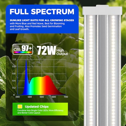 Barrina TX72 4FT LED Grow Light, 72W(500W Equivalent), 5000K Full Spectrum | High PPFD, Linkable to 4, Hanging Light, Grow Light for Seed, Vegetable, Greenhouse with On/Off Switch, Linkable to 4, 1 Pack - color: 5000K, size: 4FT-72W-1P