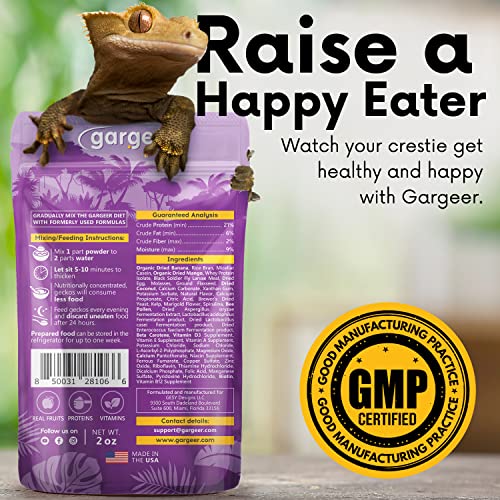 Gargeer 2oz Gentle Geck Tropical Diet - Crested Gecko Food. Made in USA | Expert-crafted superfood! Organic mango, banana & dried coconut mixed with wild insect proteins & probiotics. Zero fillers - size: 2 Ounce (Pack of 1)
