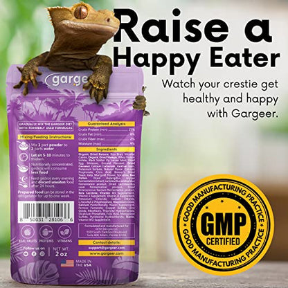 Gargeer 2oz Gentle Geck Tropical Diet - Crested Gecko Food. Made in USA | Expert-crafted superfood! Organic mango, banana & dried coconut mixed with wild insect proteins & probiotics. Zero fillers - size: 2 Ounce (Pack of 1)