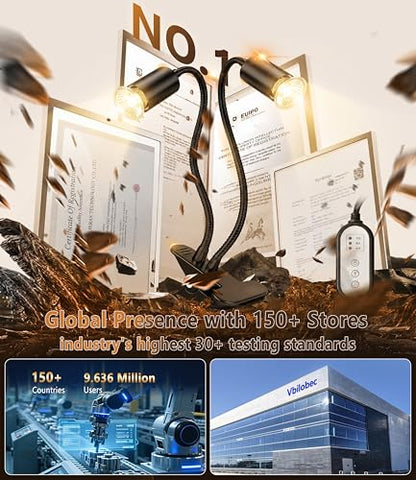 5.0 New Upgraded Reptile Heat Lamp& Hygrothermograph|Individual Control |135°Golden Wide-Angle|5000 Hours of Service Life|UVA UVB Light for Reptiles for Turtle Lizard and More 2 Bulbs 50W