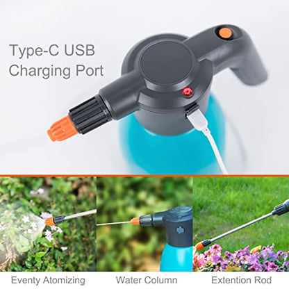 HIFAY ES2-PRO Electric Spray Bottle 2L/0.5Gallon, Rechargeable Battery Powered Sprayer Spray 60 Bottles On a Single Charge, Automatic Plant Mister，Pump Sprayer,Indoor Watering Can for Plants - color: Blue