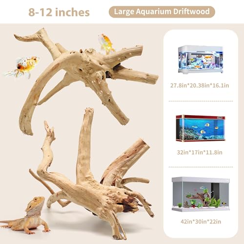 WDEFUN Natural Spiderwood for Aquarium Decor 2-Piece 11''-14'' Long Natural Driftwood Branches for Fish Tank Decorations - size: Spiderwood （11-14 inch pack of 2）