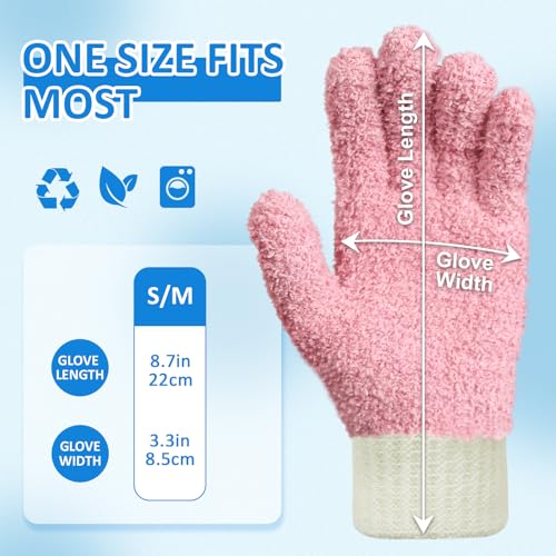 MIG4U Microfiber Dusting Gloves House Cleaning Glove for Blinds, Windows, Shutters, Furniture, and Car, Reusable Lint-Free Pink 2 Pairs S/M - color: Pink 2 Pairs, size: Small-Medium