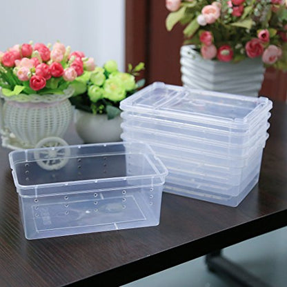 Breeding Box 5pcs, Petforu Worm Dish Reptile Feeding Box Food Container Small Size (Transparent White S)