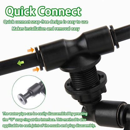 Reptile Mister Nozzles - T Double Misting Assembly, 1/4'' Misting Nozzles for Terrarium, Paludarium, Vivarium, Plants, Amphibians, and Reptile Tanks - size: Double Nozzle