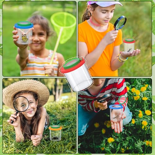 Coopay 12 Pcs Insect Bug Viewer for Kids - Bug Jars, Critter Insect Cage, Bug Container, Bug Catcher, Magnifying Insect Box for Children, Kids Science Nature Exploration Collecting Kit - style: 12 Pack Set