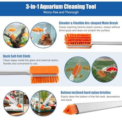 DaToo Small Glass Aguarium Cleaning Tool Algae Scraper for Acrylic Aquariums Fish Tank Cleaner Brush - size: 11.8in