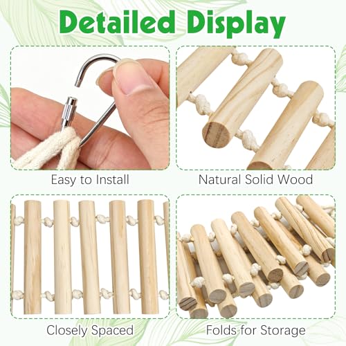 BNOSDM 2 Pcs Reptile Bridge Gecko Climbing Ladder Bearded Dragon Hammock with Suction Cup Wooden Basking Lounger Leopard Gecko Tank Accessories for Lizard, Hermit Crab, Frog, Snake - color: 2pcs-Solid wood