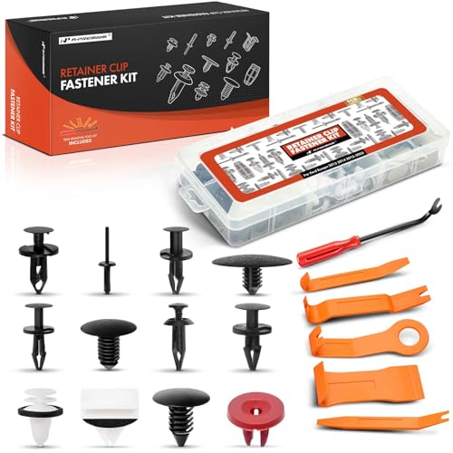 A-Premium 110PCS Retainer Clip Kit Compatible with Ford Escape 2013-2023 | Bumper Fender Grille Gate Wheel Opening Moulding, 12 Type Sizes, Auto Car Push Pin Plastic Nylon Rivet Fastener Set, w/Remova