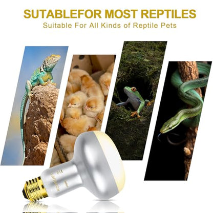 Reptile Heat Lamp 100W,(2 Pack) Heat Emitter UVA Heat Lamp Bulb,Intense Basking Spot Simulated Natural Sunlight Heating Lamp Bulb, Fit E26 Pet Lighting fixtures,for Bearded Dragon, Lizard