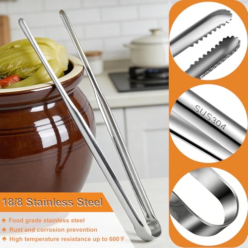 Stainless Steel Kitchen Tongs 2 Set, Non-Slip Serrated Tips, One-Piece Metal Cooking Tongs for Grilling, Plating, BBQ & Baking (11.5” & 13.5”)