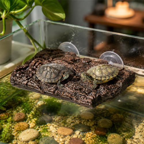 Turtle Basking Platform, Fish Tank Aquarium Tortoise Climbing Platform with 3 Suction Cups, Baby Tortoise Resting Terrace, Climbing Ramp Shale Reptiles Dock for Terrapins, Frogs