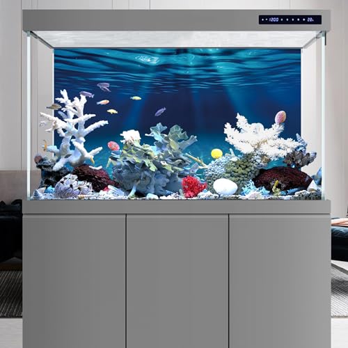 AWERT 72x24 inches Ocean Floor Aquarium Background Undersea Theme Aquarium Background Underwater Fish Tank Background - size: 72x24in/180x60cm