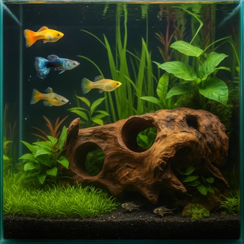 emours Porous Natural Driftwood for Aquarium, Aquascaping Driftwood with Holes, Hand-Selected Tunnels & Hideouts, Aquascaping Hardscape, Terrarium Reptile Décor, No Paint or Resin (6-8" (15-20 cm)) - size: 6-8" (15-20 cm)