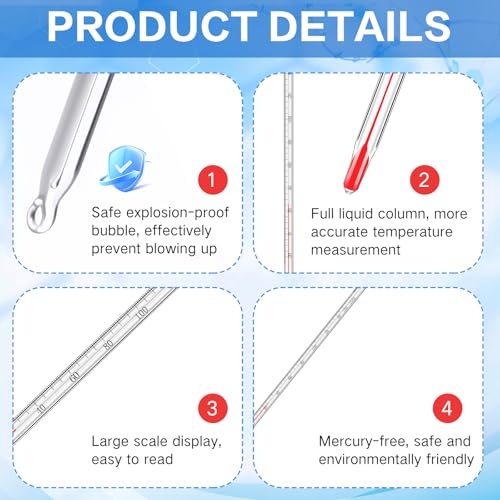 Relaxweex General Purpose Lab Thermometer 12 Inch Total Immersion Glass Liquid in Glass Thermometer for Laboratories Universities Food and Beverage Processing Clear(-20 to 150 ℃) - style: -20 to 150 ℃