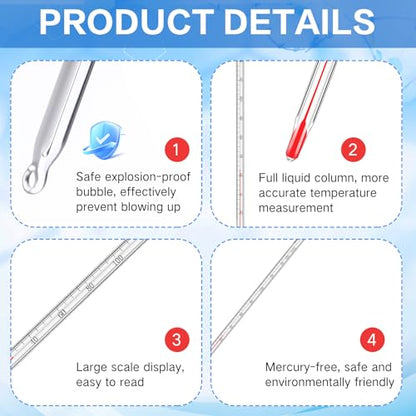 Relaxweex General Purpose Lab Thermometer 12 Inch Total Immersion Glass Liquid in Glass Thermometer for Laboratories Universities Food and Beverage Processing Clear(-20 to 150 ℃) - style: -20 to 150 ℃