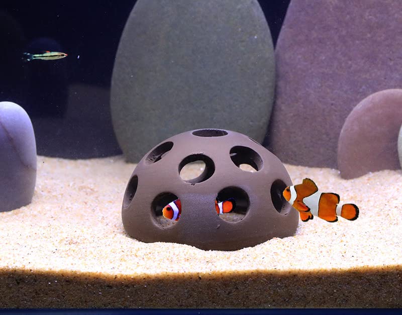 Ceramic Shelters, 4 pcs, Fish Tank Accessories Cave Décor, Small Fish House, Aquarium Hideout, Swim Holes Aquatic, Aquarium Cave for Freshwater and Saltwater Fish Tank (hemispherical)