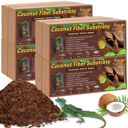 8 Pack Coconut Fiber Substrate, Natural Coco Coir Reptile Bedding | Reptile Substrate for Tortoises, Snakes, Hermit Crabs, Bearded Dragon and Turtles, Bioactive Terrarium Soil & Plant Substrate - color: 8 Pack