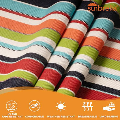 Lazy Daze 12 FT Sunbrella Fabric Hammock, Non-Fading Double Outdoor Hammock | 2 Person Hammock with Pillow, Straps, Carabiners , All Weather Fade Resistant for Outside, Carousel Confetti - color: Carousel Confetti
