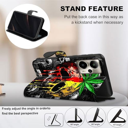for Cricket Outlast 5G 2024 Wallet case with RFID Blocking Credit Card Holder Kickstand, Folio Flip PU Leather Shockproof Protective Cover for AT&T Motivate Pro 5G, Skull - color: Skull
