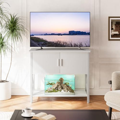 APPOLYN 40-50 Gal Aquarium Stand with Cabinet Storage, White | 36.6"Lx18.9"W, Fish Tank Stand, Metal Frame, Adjustable Feet, Turtle Reptile Tank Stand, Easy Assembly, Living Room, Office - color: White