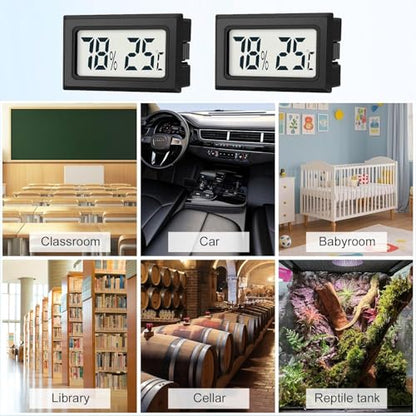 JEDEW 4 Pack Mini Digital Hygrometer Thermometer Gauge, Indoor Outdoor Temperature Humidity Meter for Humidifiers Greenhouse Reptile Plant Humidors, Large LCD Screen, Display in Fahrenheit (℉) (4)