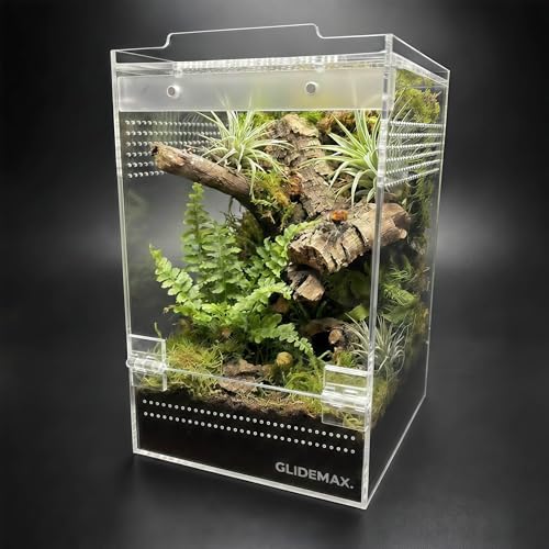 Jumping Spider Enclosure, Acrylic Tarantula Enclosure, 6x6x9 Inch Insect Terrarium with 2 Magnetic Doors, Pre-Assembled Reptile Habitat for Gecko, Mantis, Snail, Lizard, Frog, Hermit Crab, Hatchlings - size: 6x6x9inch