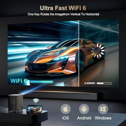 [Electric Focus] Projector with WiFi and Bluetooth, Native 1080P 15,000 Lumens 4K Supported, Agreago Outdoor Movie Projector for Home Theater UP to 300", for iOS/Android/TV Stick/HDMI/USB (Gray)