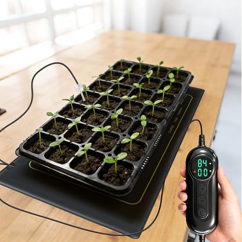Seedling Heat Mat with Thermostat Controller, Plant Warming Mat for Indoor Growing, Seed Starting Heater Mat Temperature & Timer Set, Waterproof Heat Mat for Germination Fermentation Greenhouse - size: 1 PC w/TC