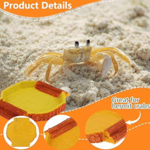 Hermit Crab Water Tank Hermit Crab Habitat Reptile Food Dish Accessories for Hermit Crab Turtle Lizard Water Tank Cage (Yellow, 6.1 x 5.71 x 0.79 inches)