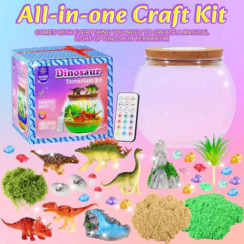 Hannstar Dinosaur Activities Toys-Dinosaur Terrarium Craft Kits for Boys, Birthday Gifts for Boys, Dino Arts and Crafts Kit for Kids - color: Dinosaur