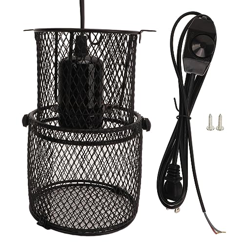 FTVOGUE Reptile Heat Lamp Guard, Retractable Safety Mesh Cover,Ceramic Heat emitterwith Ceramic E27 Bulb Holder Switch Design for Lizards Snakes Turtles Chicks Amphibians