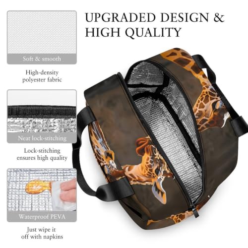 Gentle Giraffe Lunch Bag for Women Men | Insulated Lunch Box Leakproof Food Meal Containers Reusable Foldable 6L Capacity Lunch Tote Bags for Work Picnic Travel - color: style-12