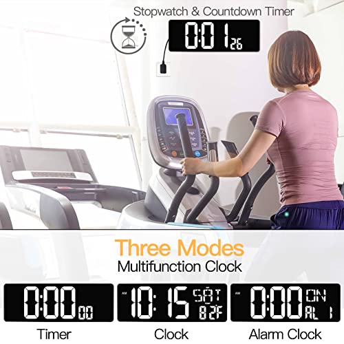XREXS 17.2 Inch Large Digital Wall Clock with Remote Control | LED Large Display Count Up & Down Timer, Adjustable Brightness Alarm Clock with Temperature for Living Room, Home, Gym - color: White