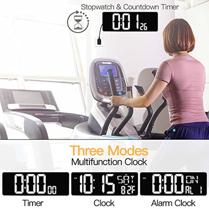 XREXS 17.2 Inch Large Digital Wall Clock with Remote Control | LED Large Display Count Up & Down Timer, Adjustable Brightness Alarm Clock with Temperature for Living Room, Home, Gym - color: White