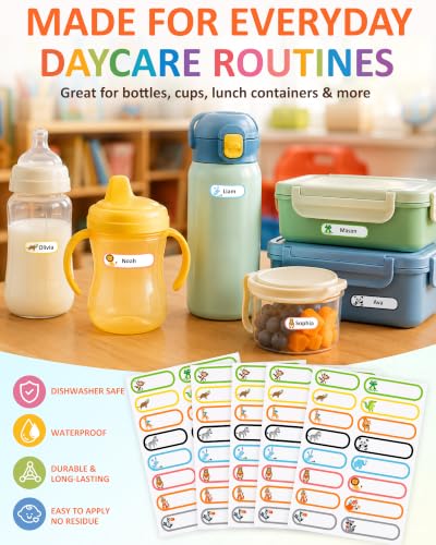 Tinabless 480 Pcs Waterproof Name Labels for Kids, Woodland Animals | 480 Woodland Animal Waterproof Name Labels For Kids' Daycare Bottles, Lunch Boxes, Sippy Cups And School Supplies. - color: Woodland Animals-480pcs