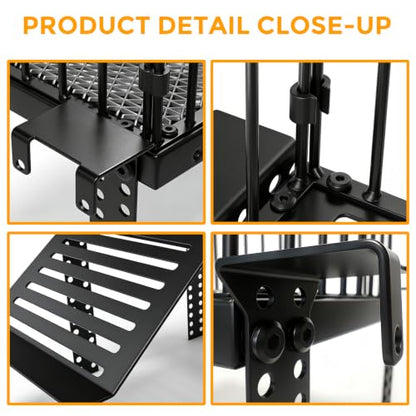 Turtle Basking Platform with Ramp, for 25-75 Gal Tank | Sliding hooks adjust water depth easily. Fits 15-17 inch rim. Rust-proof SS, non-slip ramp for safe climbing.