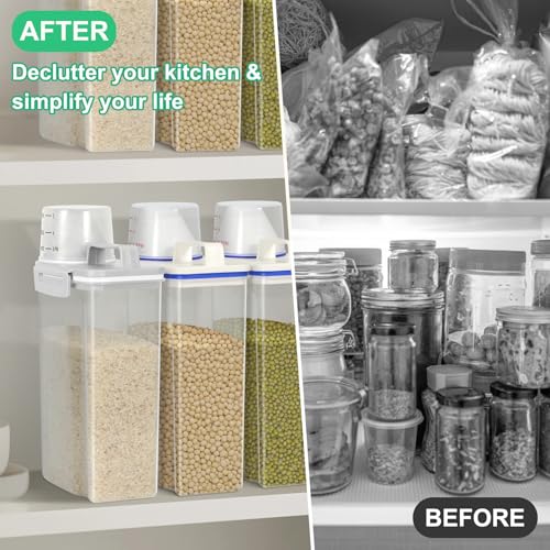 TBMax Rice Storage container 4 Lbs, Small Rice Dispenser with Measuring Cup, Grey Cereal Containers Flour Bin, Kitchen Food Storage Container and Pantry Organizers, Pet Dog Cat Food Dispenser - color: Light grey