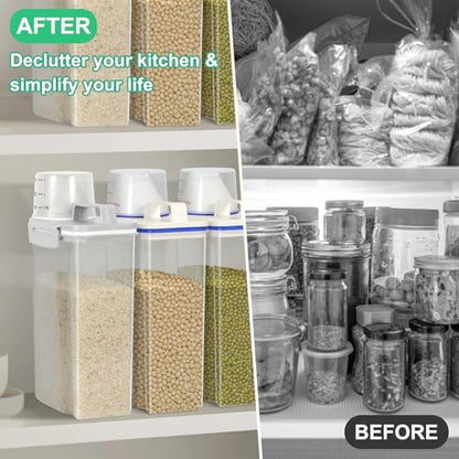 TBMax Rice Storage container 4 Lbs, Small Rice Dispenser with Measuring Cup, Grey Cereal Containers Flour Bin, Kitchen Food Storage Container and Pantry Organizers, Pet Dog Cat Food Dispenser - color: Light grey