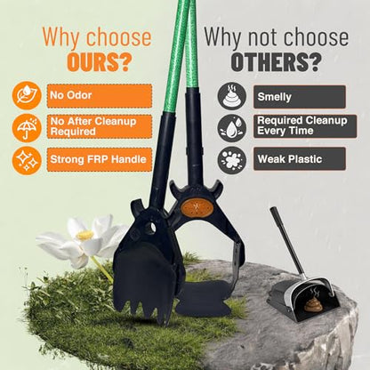 XP Pooper Scooper & Rake Set, Consumer Reports #1 Rated Ergonomic Scooper 2024, 2026. Strong & Lightweight, Dogs & Pet Poop Cleanup & Waste Removal - Fits Any Style Bag. 10-Year Wty. - size: XP Scooper and Rake SET, 37"