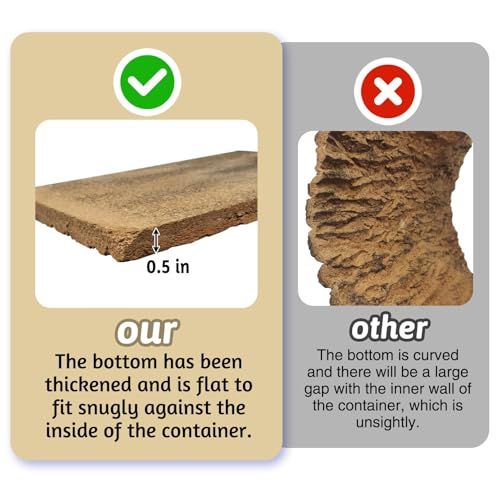 kathson 2PCS Thicker Cork Tile Background Bark 11.8”Lx7.9”Wx0.7”H Reptile Tank Backgroun Terrarium Background Natural Reptile Climbing Mat for Spider Gecko Lizard Chameleon Bearded Dragon Turtle Snake - size: 11.8 "L x 7.9" W x 0.7 "H