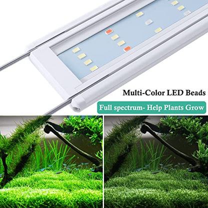 HITOP Full Spectrum LED Aquarium Light – 16-24” Classic Fish Tank Light with Timer, Aquarium Plant Light with Stable Extendable Brackets (16-24in) - size: 16-24in