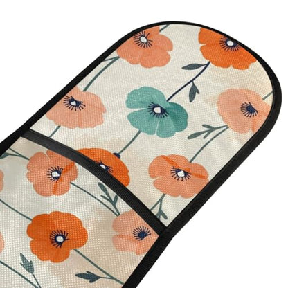 Dual-functionality Mitts and Pot Holders Sets High Heat Resistant Pot Holder Gloves Kitchen Aid BBQ (Minimal Poppy Boho Flower) - color: Minimal Poppy Boho Flower