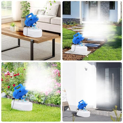 8L(2.1 Gallon) Tank, Portable Electric ULV Cold Fogger 1200W Adjustable Flow Fine Mist Sprayer with Long 17ft Power Cord for Home, Garden, Cleaning