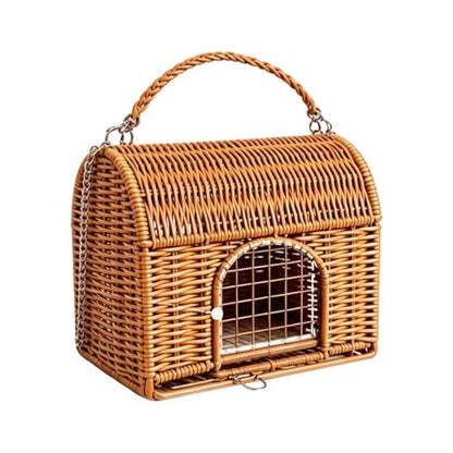 Reptile Carrier Handle Carrying Bird Cage | All Season Washable Rattan Bird Carrier Travel Cage for Lizard Leopard Gecko Spider Tortoise Snake Bunny