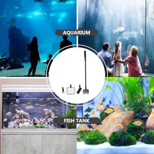 FOMIYES Fish Tank Cleaning Brush Set Aquarium Cleaning Tools with Long Handle Sponge Scrubber Gravel Rake Net and Plant Fork for Aquarium Maintenance